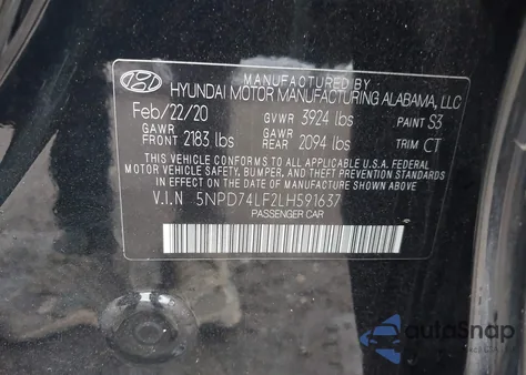 2020 Hyundai Elantra Se из США, поврежденный, VIN 5NPD74LF2LH591637